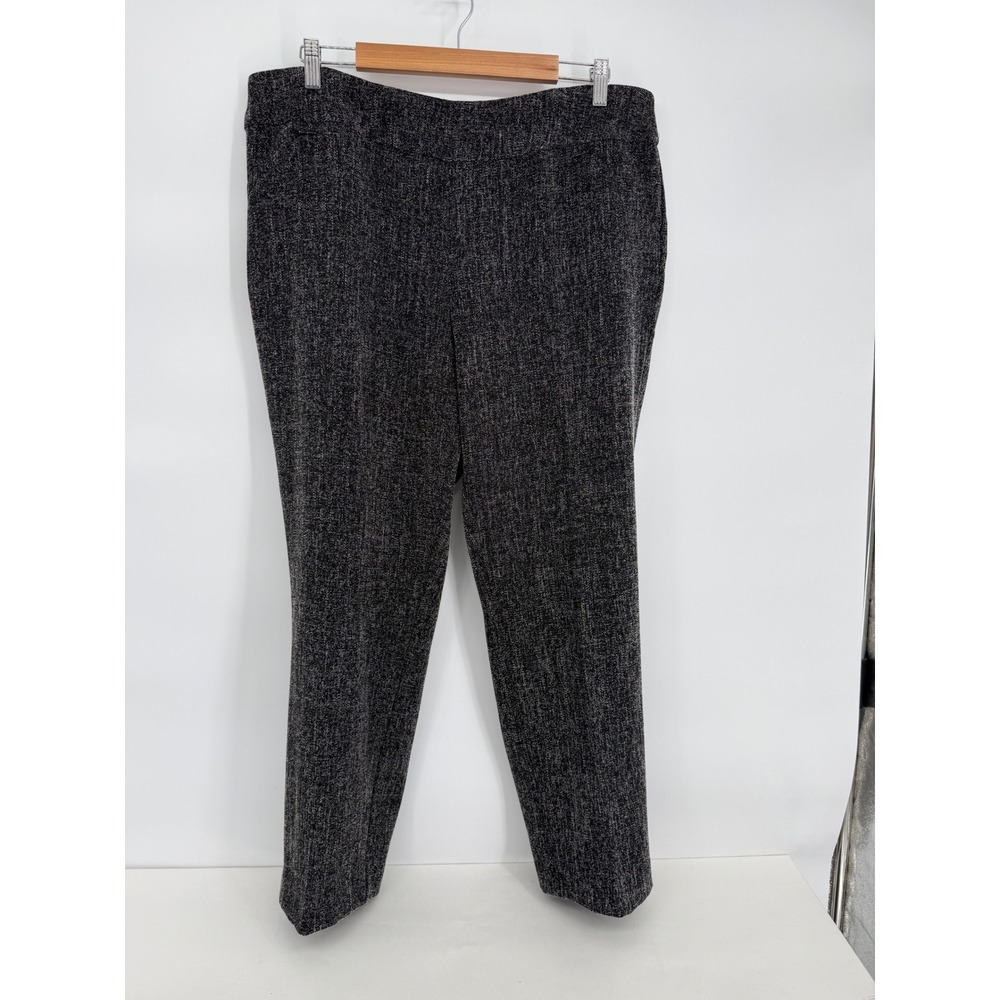 Investments II Womens Sz 16W R Black White Marled Pull On Straight Leg Pants